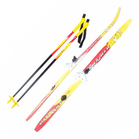 Лыжи детские с креплениями 75 мм и палками Karjala Snowstar (100-140 см)